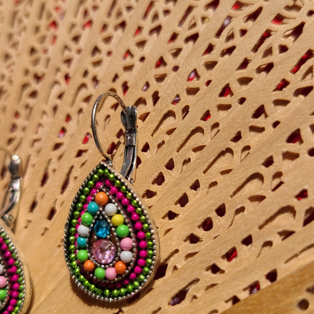 Colorful Beaded Teardrop Earrings Native AMERICA